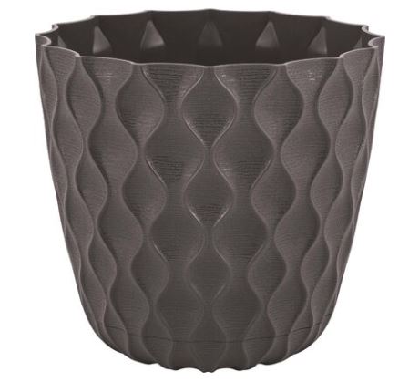 Горшок для цветов InGreen Wave с дренажной сеткой и съемным поддоном 2,5л, D175мм, горький шоколад